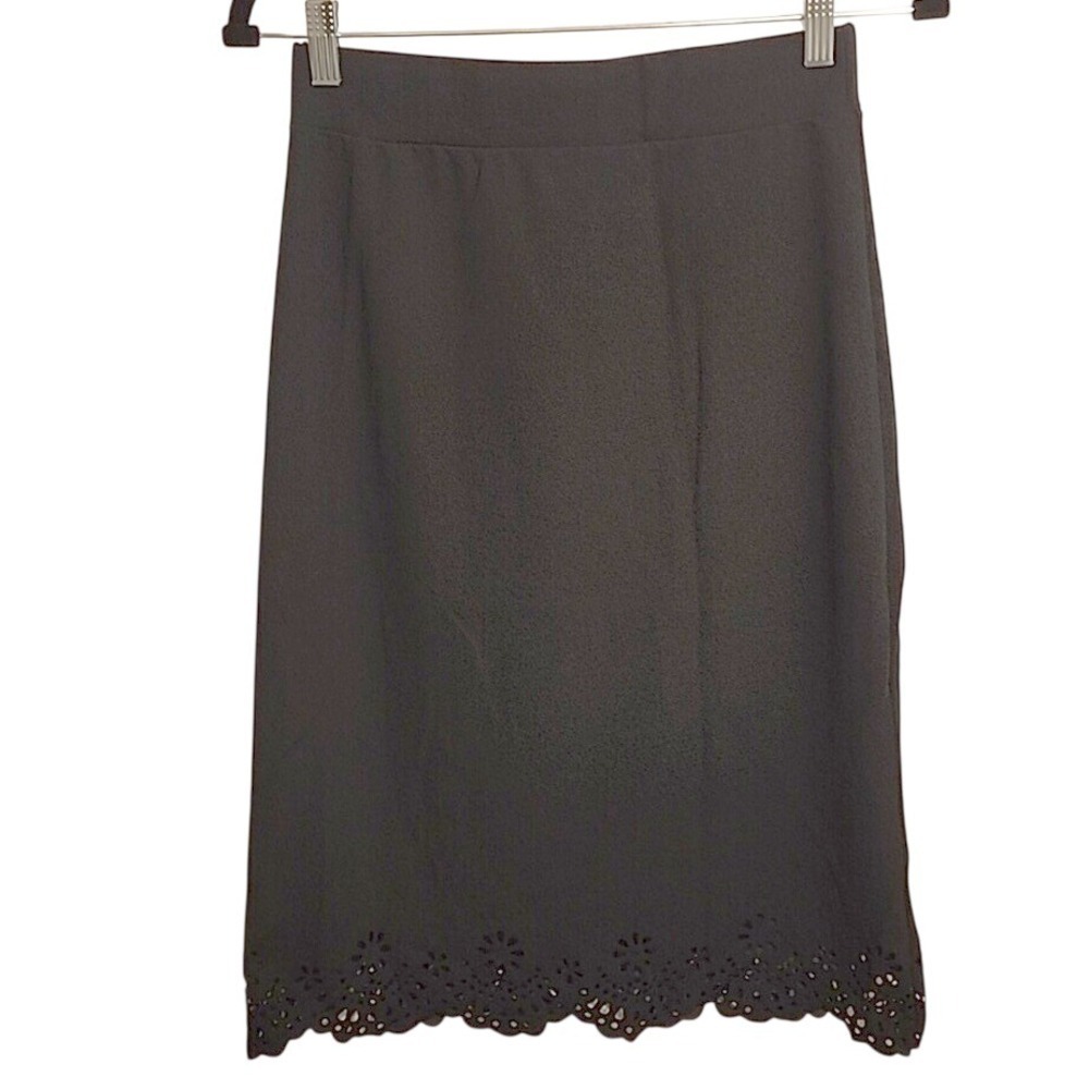 5 for $20 Emery Rose‎ Skirt M Black Eyelet Hem Femme Office Chic Dark Academia